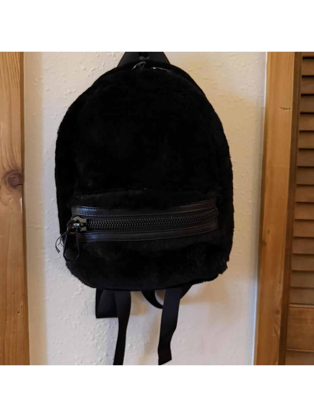 Alexander wang mini black fur backpack